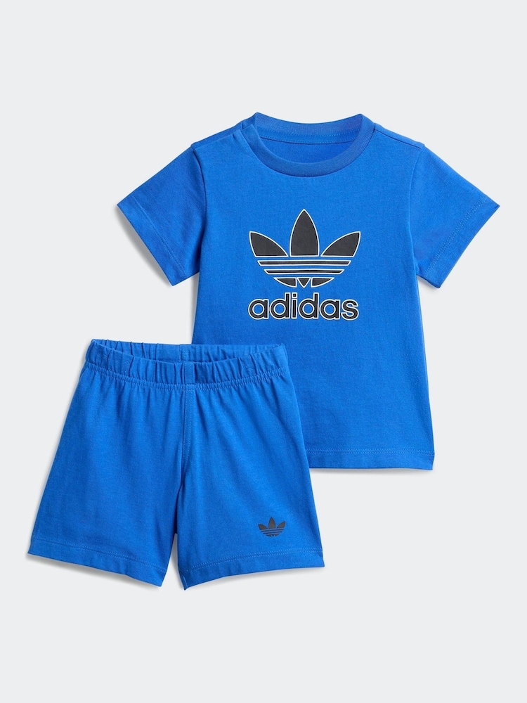 adidas Originals Blue Trefoil Infant Kids T-Shirt and Shorts Set - Image 1 of 6