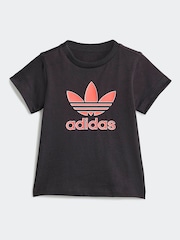 adidas Originals Black Trefoil Infant Kids T-Shirt and Shorts Set - Image 2 of 7
