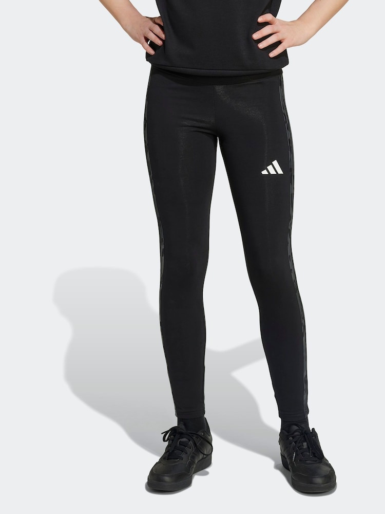 adidas Black Kids Single Animal Print 3-Stripes Jersey Leggings - Image 1 of 6