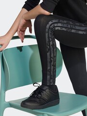 adidas Black Kids Single Animal Print 3-Stripes Jersey Leggings - Image 5 of 6