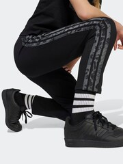 adidas Black Kids 3-Stripes Animal Print Joggers - Image 5 of 6