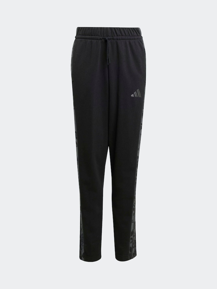 adidas Black Kids 3-Stripes Animal Print Joggers - Image 6 of 6
