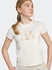 adidas Cream Big Animal Print Logo Kids T-Shirt - Image 5 of 6