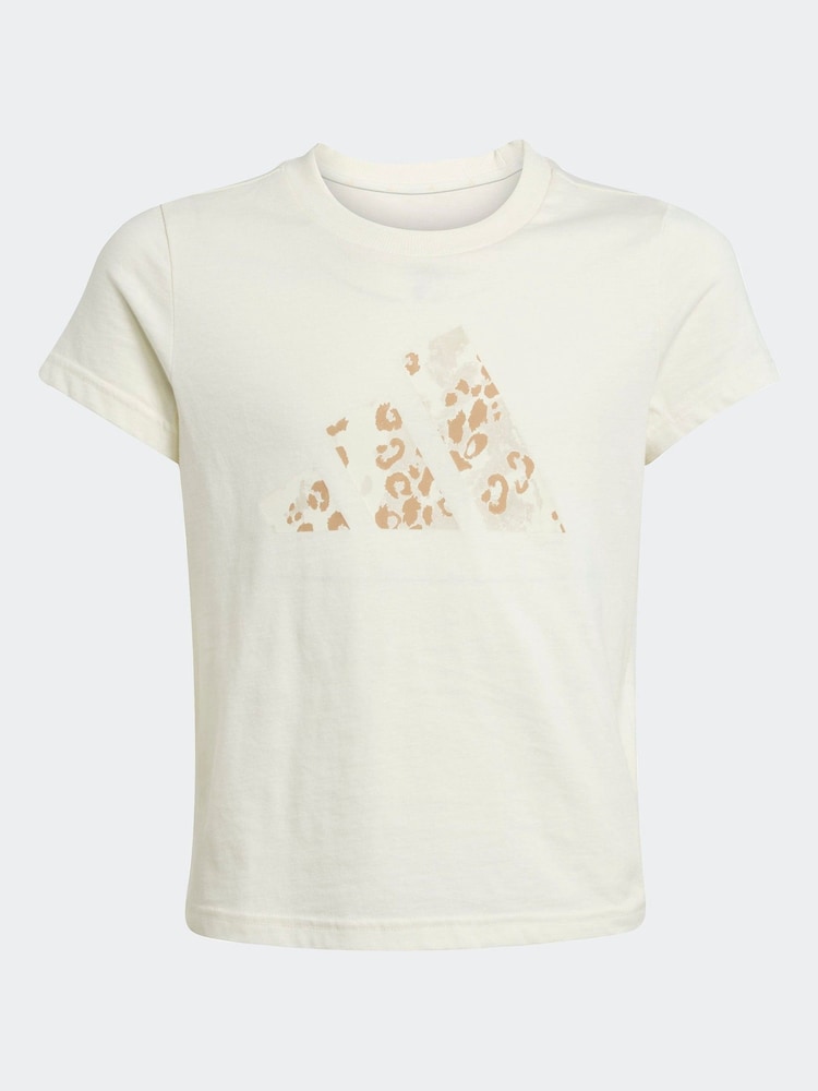 adidas Cream Big Animal Print Logo Kids T-Shirt - Image 6 of 6