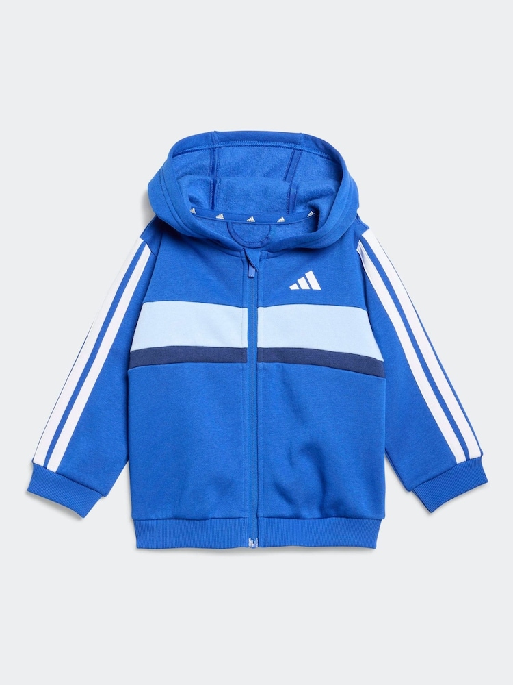 adidas Blue Essentials Tiberio 3-Stripes Fleece Tracksuit Infant Kids - Image 2 of 5
