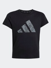 adidas Black Kids Big Animal Print Logo T-Shirt - Image 6 of 6