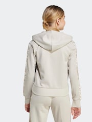 adidas Neutral/Animal Print 3-Stripes Hooded Kids Track Top - Image 2 of 6