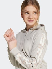 adidas Neutral/Animal Print 3-Stripes Hooded Kids Track Top - Image 4 of 6
