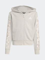 adidas Neutral/Animal Print 3-Stripes Hooded Kids Track Top - Image 6 of 6