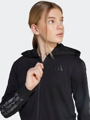adidas Black Kids 3-Stripes Animal Print Hooded Track Top - Image 4 of 6