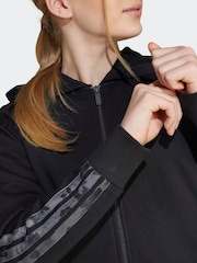 adidas Black Kids 3-Stripes Animal Print Hooded Track Top - Image 5 of 6