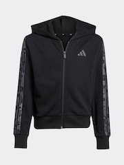 adidas Black Kids 3-Stripes Animal Print Hooded Track Top - Image 6 of 6