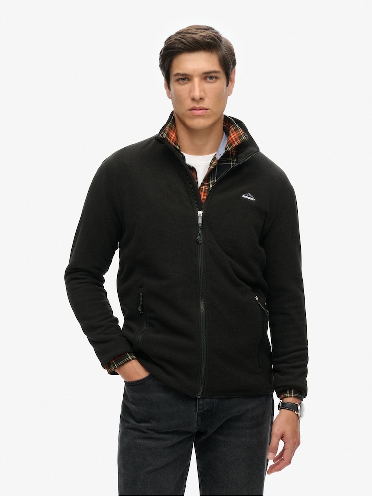 Superdry Black Polar Fleece Full Zip Jacket - Image 1 of 6