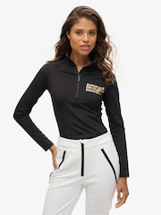 Superdry Black Ski Logo Half Zip Base Layer Top - Image 1 of 4
