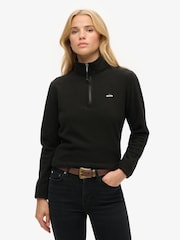 Superdry Black Polar Fleece Half Zip Jumper - Image 1 of 3