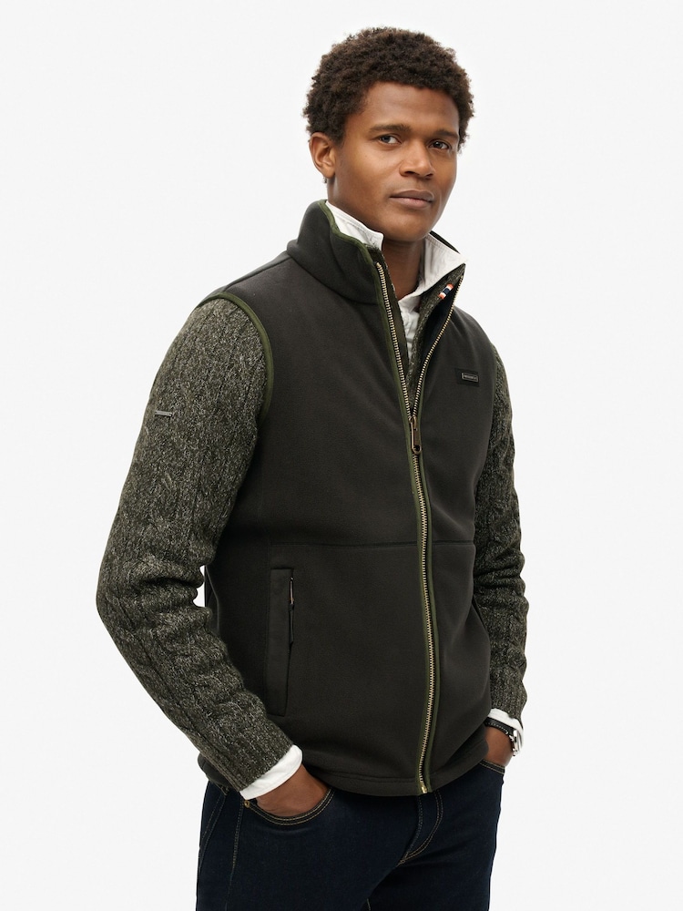 Schwarz - Superdry Estate Fleece Weste - Bild 1 von 4 Schwarz - Superdry Estate Fleece Weste - Bild 1 von 4