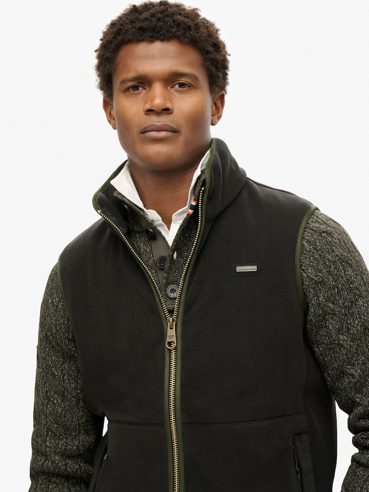 Superdry Black Estate Fleece Gilet - Image 4 of 4