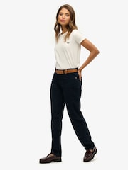 Superdry Blue Straight Leg Corduroy 100% Cotton Trousers - Image 4 of 5