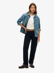 Superdry Blue Straight Leg Corduroy 100% Cotton Trousers - Image 5 of 5