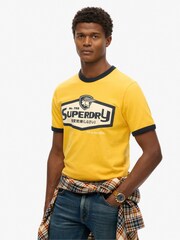 Superdry Yellow Workwear Logo 100% Cotton Graphic Yellow T-Shirt - Image 1 of 4