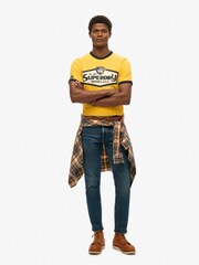 Superdry Yellow Workwear Logo 100% Cotton Graphic Yellow T-Shirt - Image 4 of 4