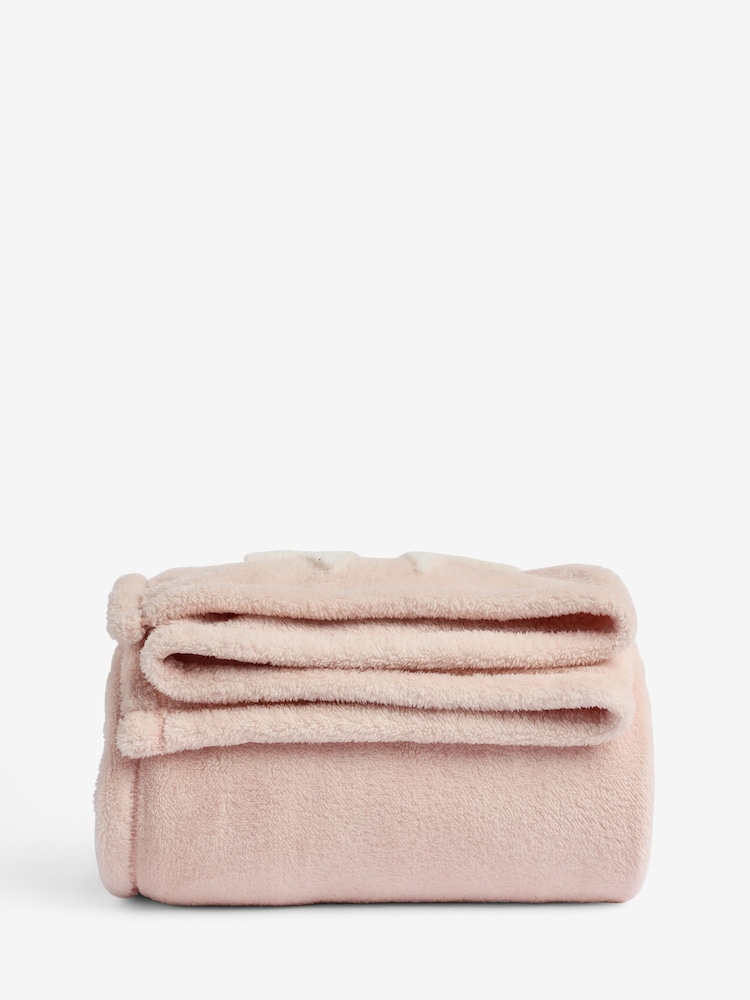 Pink Carved Fleece Bows Throw - Image 6 of 6 Pink Carved Fleece Bows Throw - Image 6 of 6
