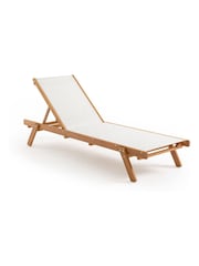La Redoute Intérieurs Natural Wood Aurette Eucalyptus and Fabric Garden Sun Lounger - Image 2 of 5