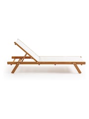 La Redoute Intérieurs Natural Wood Aurette Eucalyptus and Fabric Garden Sun Lounger - Image 3 of 5