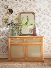 La Redoute Intérieurs White Alvaro Pine & Perforated Metal Sideboard - Image 1 of 6