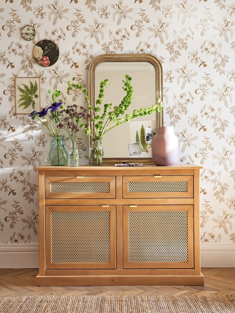 La Redoute Intérieurs White Alvaro Pine & Perforated Metal Sideboard - Image 1 of 6