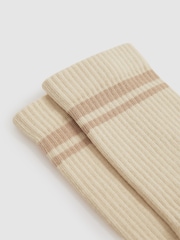 Reiss Cream Helena Cotton-Blend Striped Crew Socks - Image 2 of 3