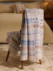 Natural Fairisle Pattern Knit Throw - Image 2 of 4