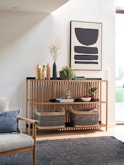 La Redoute Intérieurs Oak Jac Solid & Metal Slatted Console Table - Image 1 of 5