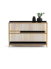 La Redoute Intérieurs Oak Jac Solid & Metal Slatted Console Table - Image 3 of 5
