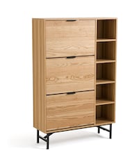 La Redoute Intérieurs Wood and Metal Jarta Ash Veneer 3-Door Shoe Cabinet - Image 1 of 6