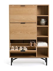 La Redoute Intérieurs Wood and Metal Jarta Ash Veneer 3-Door Shoe Cabinet - Image 2 of 6