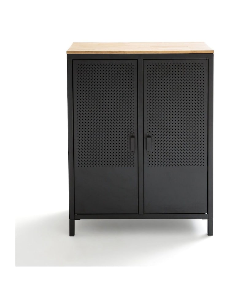 La Redoute Intérieurs Wood and Metal Agama Metal & Oak 2-Door Cabinet - Image 1 of 5