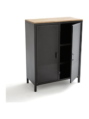 La Redoute Intérieurs Wood and Metal Agama Metal & Oak 2-Door Cabinet - Image 2 of 5