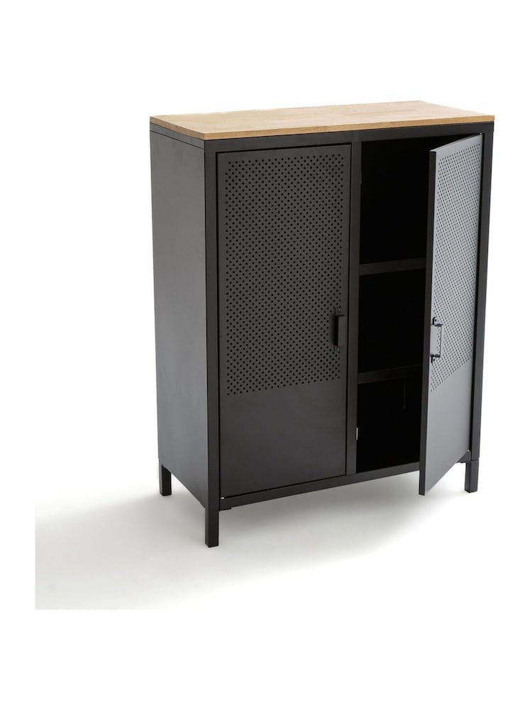 La Redoute Intérieurs Wood and Metal Agama Metal & Oak 2-Door Cabinet - Image 2 of 5