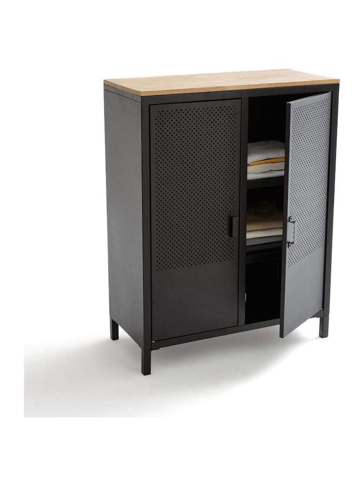 La Redoute Intérieurs Wood and Metal Agama Metal & Oak 2-Door Cabinet - Image 5 of 5