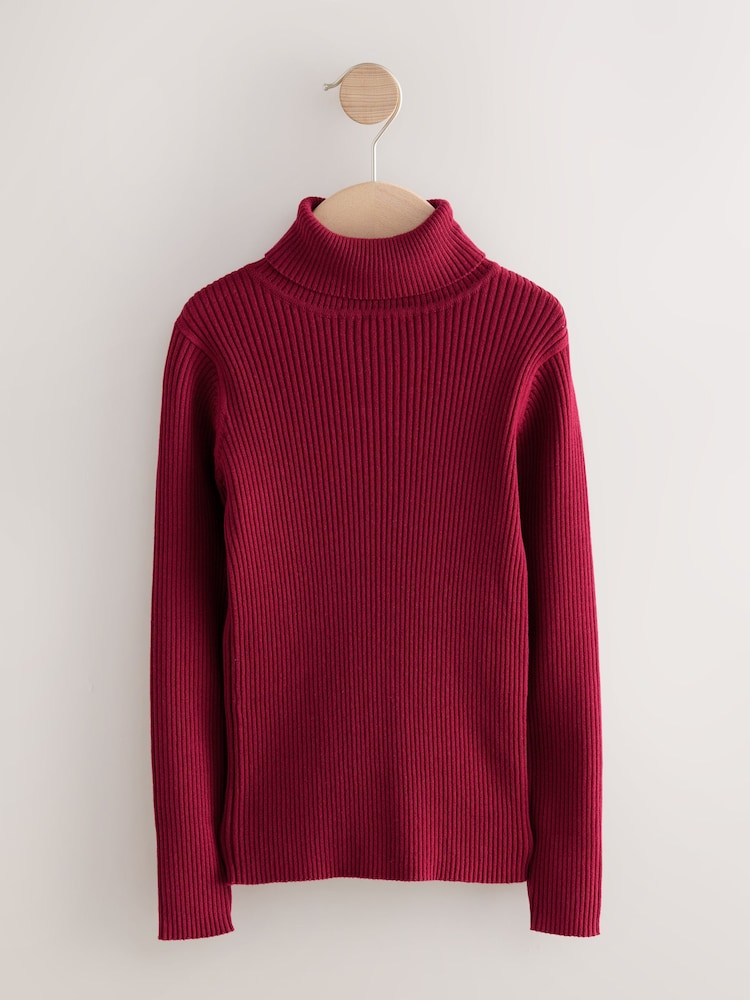 Berry Red Roll Neck Knit Jumper (3-16yrs) - Image 1 of 4