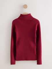 Berry Red Roll Neck Knit Jumper (3-16yrs) - Image 2 of 4
