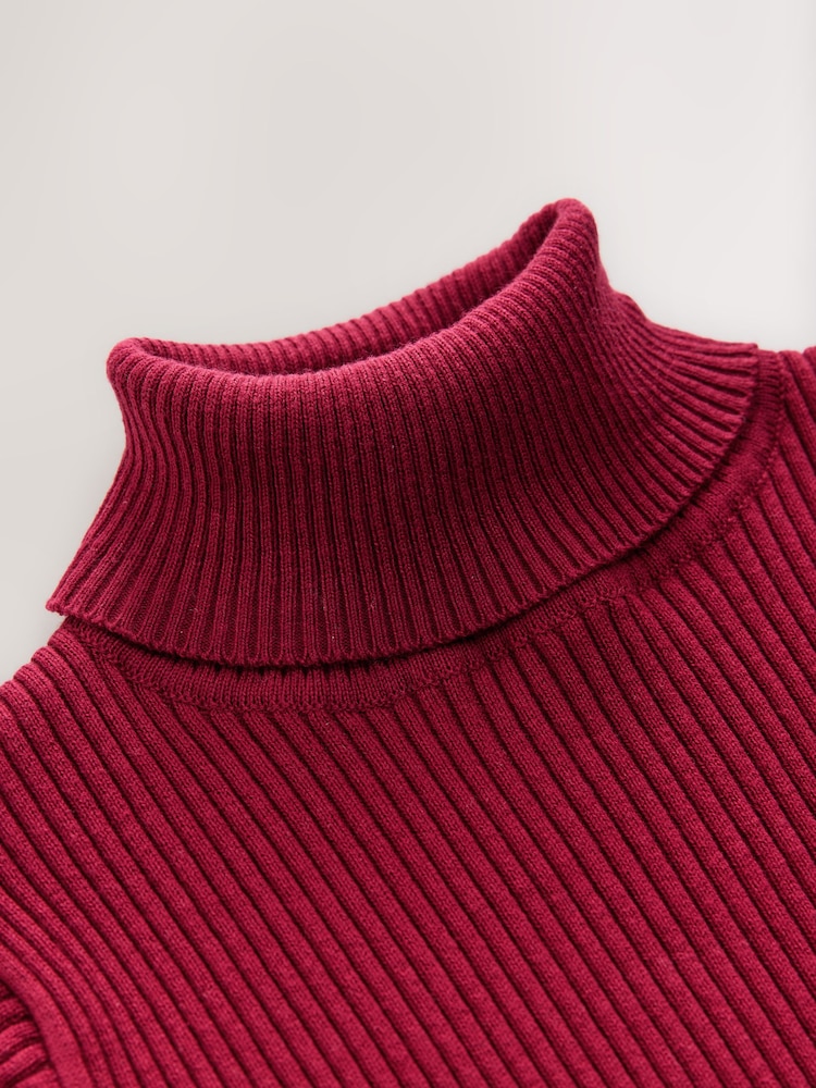 Berry Red Roll Neck Knit Jumper (3-16yrs) - Image 3 of 4