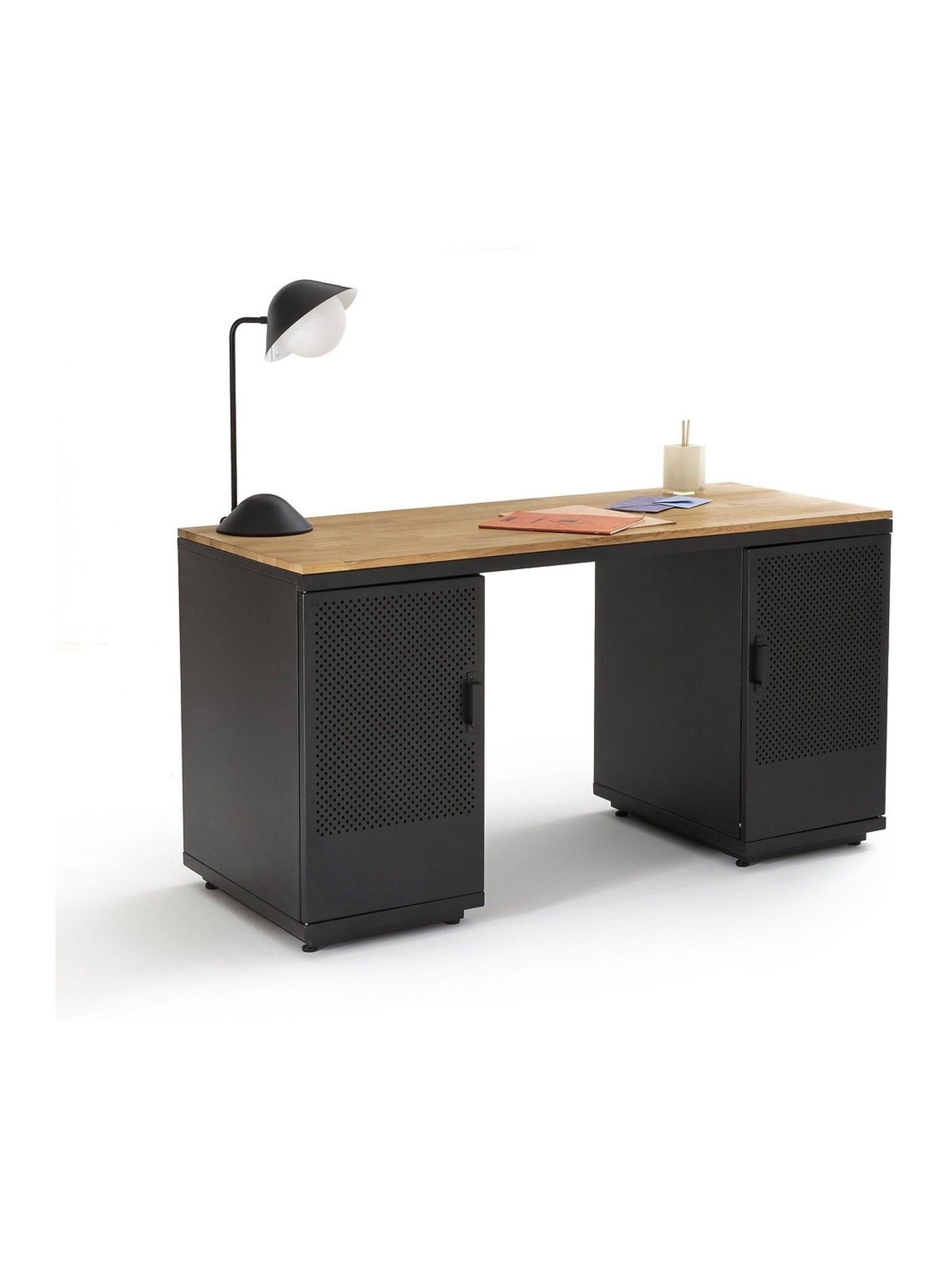 La Redoute Intérieurs Grey and Wood Agama Metal & Oak Desk - Image 4 of 7