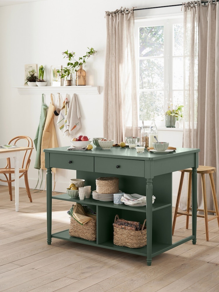 La Redoute Intérieurs Green Baudry Pine Kitchen Island - Image 1 of 6