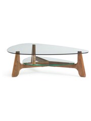 La Redoute Intérieurs Aiole Glass and Walnut Double-Top Coffee Table - Image 4 of 4