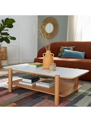 La Redoute Intérieurs Marble Ambre Oak and Reconstituted Marble Coffee Table - Image 1 of 6