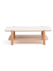 La Redoute Intérieurs Marble Ambre Oak and Reconstituted Marble Coffee Table - Image 3 of 6