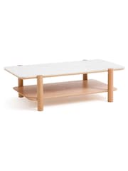 La Redoute Intérieurs Marble Ambre Oak and Reconstituted Marble Coffee Table - Image 4 of 6