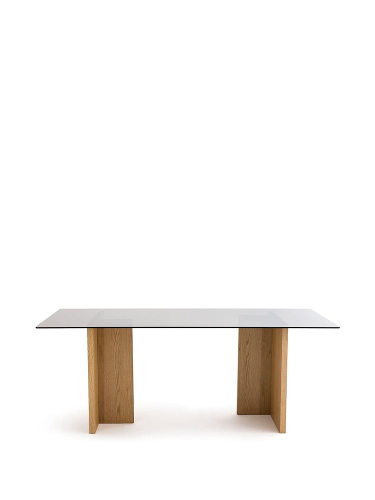 La Redoute Intérieurs Archita Glass & Oak 6 to 8 Seater Dining Table - Image 2 of 6